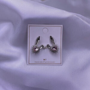 گوشواره پینترسی خرگوش با نگین صورت استیل رنگ ثابت ضد حساسیت براقEG-10