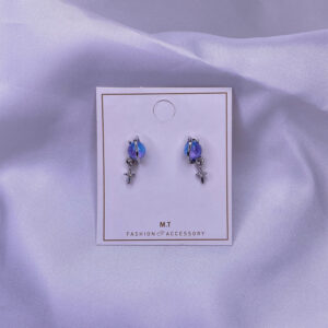 گوشواره سیاره ای آبی صورتی به همراه ستاره نگین دار استیل رنگ ثابت EG-8