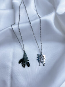 گردنبند استیل رنگ ثابت طرح باب اسفنجی و پاتریک | مدل NK-84